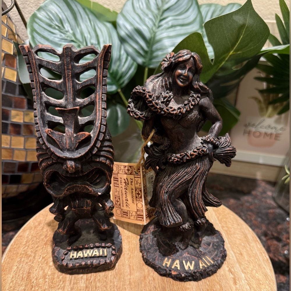 RARE- KC Company Hawaii, Vintage Wood Resin Hawaiian Carved Hula Girl 7" Figure - Picture 15 of 16
